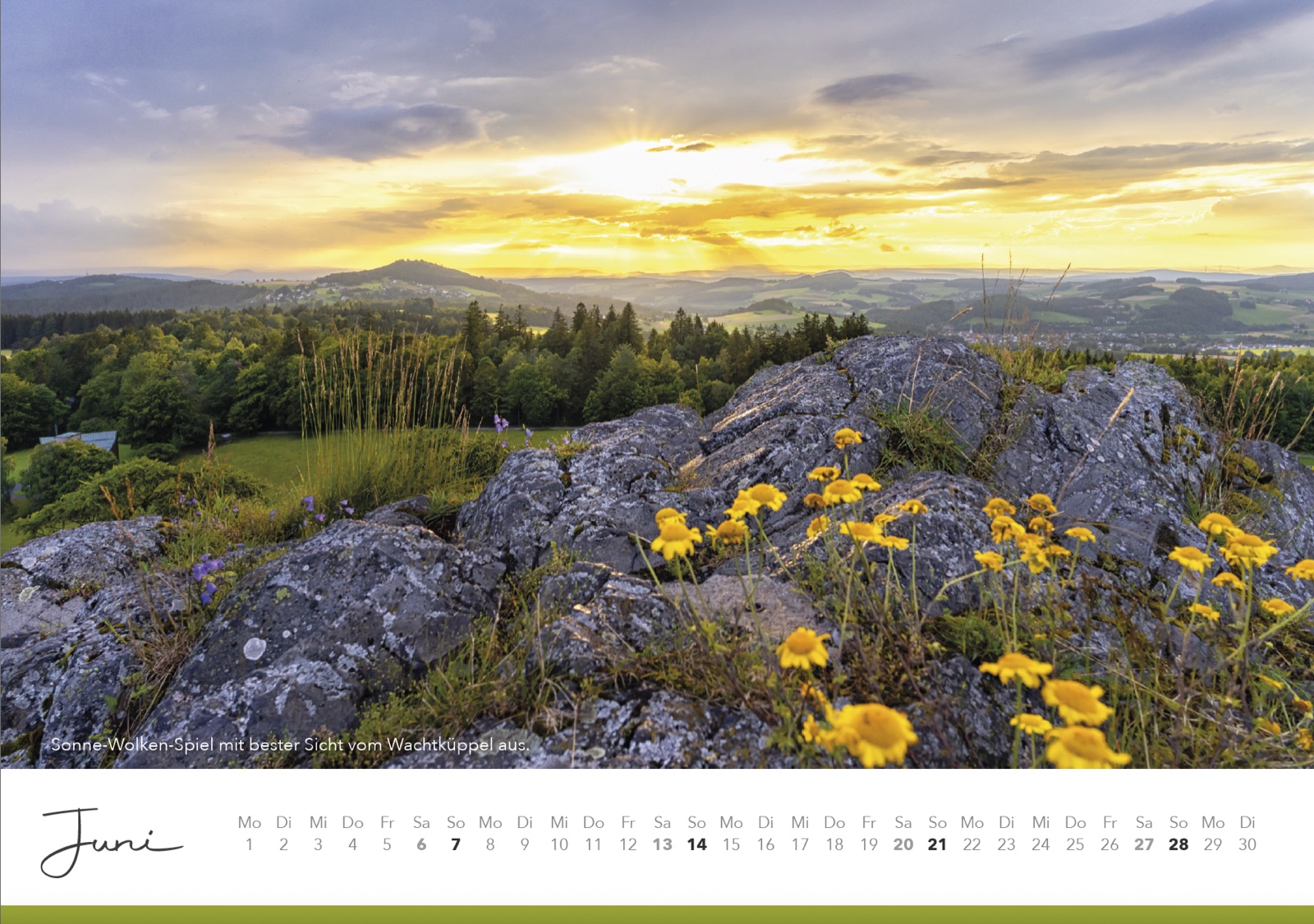 Rhönkalender 2027 – Motiv Juni, Sonnenuntergang vom Wachtküppel